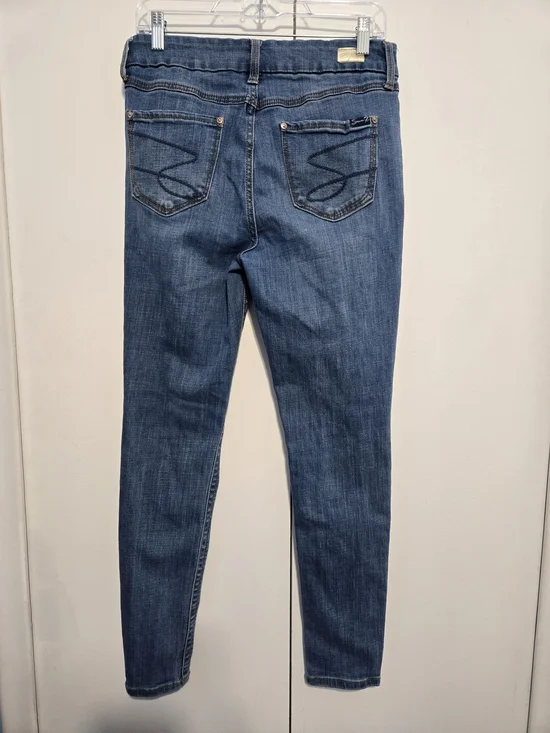 Seven7 Skinny Jeans Size 10 Medium Wash Distressed Stretch Denim High Rise - Picture 5 of 9